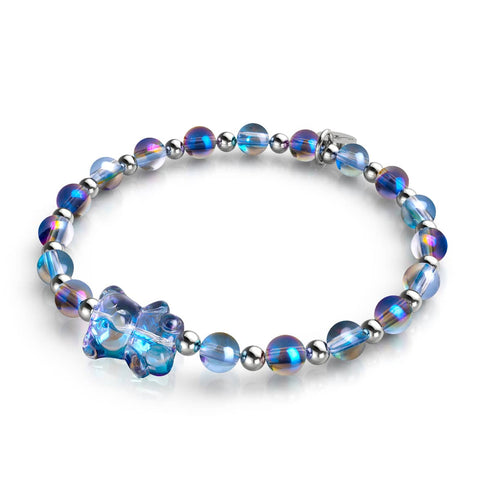 Einhorn Blau | Silber | Schimmerndes Bärenarmband